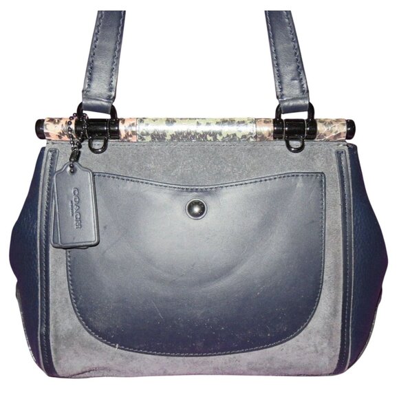 Coach 2017 Color block Exotic Python Glove tanned Leather & Suede Drifter - Picture 2 of 15